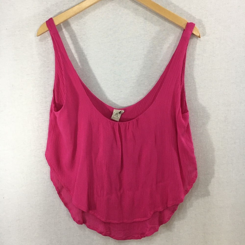 Anthro Paper Crane hot pink babydoll tank top New